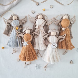 Macrame Christmas Angel Decor, Handmade Macrame Boho Angel, Personalized Angel Christmas Gift, Secret Santa Angel, Christmas Tree Decoration