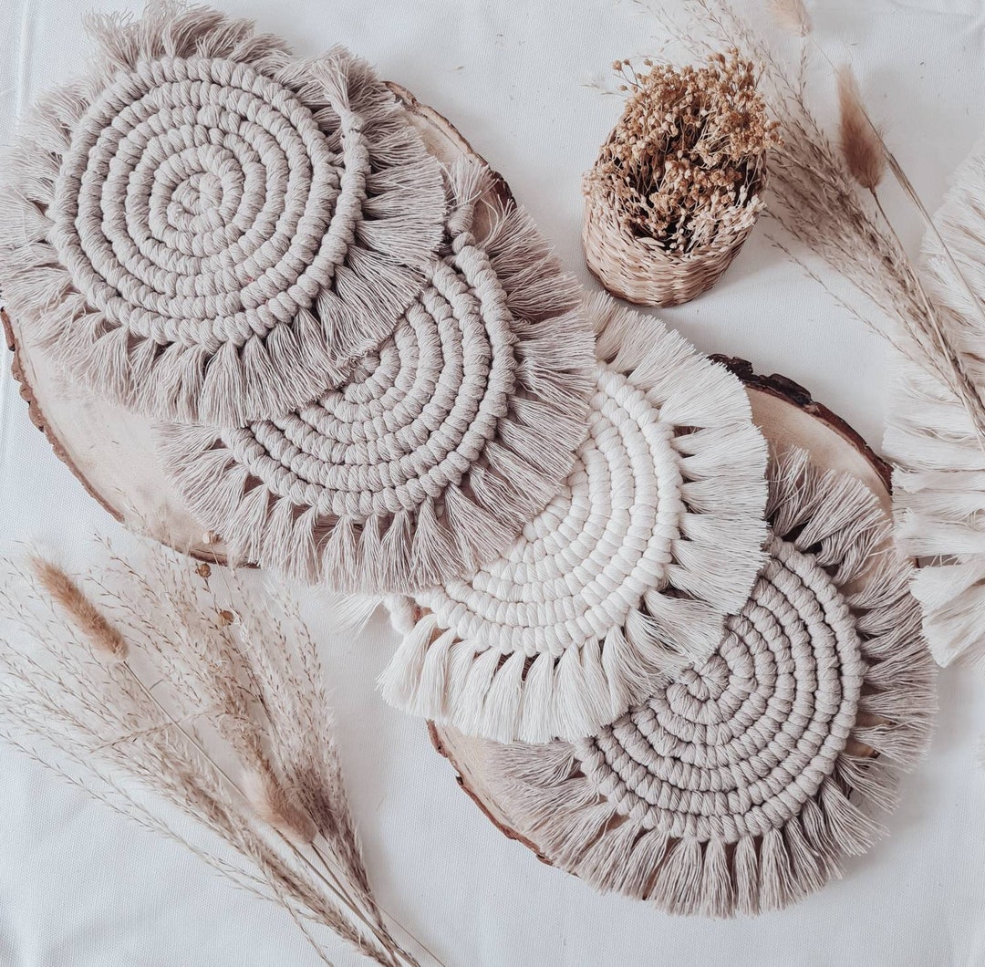 Round Macrame Coaster Patterns Handmade Macrame Round Coaster in Boho Style - Etsy