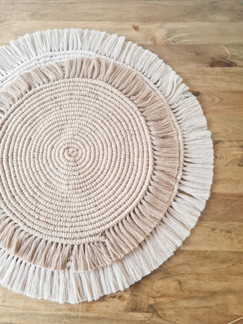 Macrame Round Table Runner Coaster in Natural, Boho Style for Home Decor, Makramee Tischläufer Boho Round Table Placemat for Living Room image 8