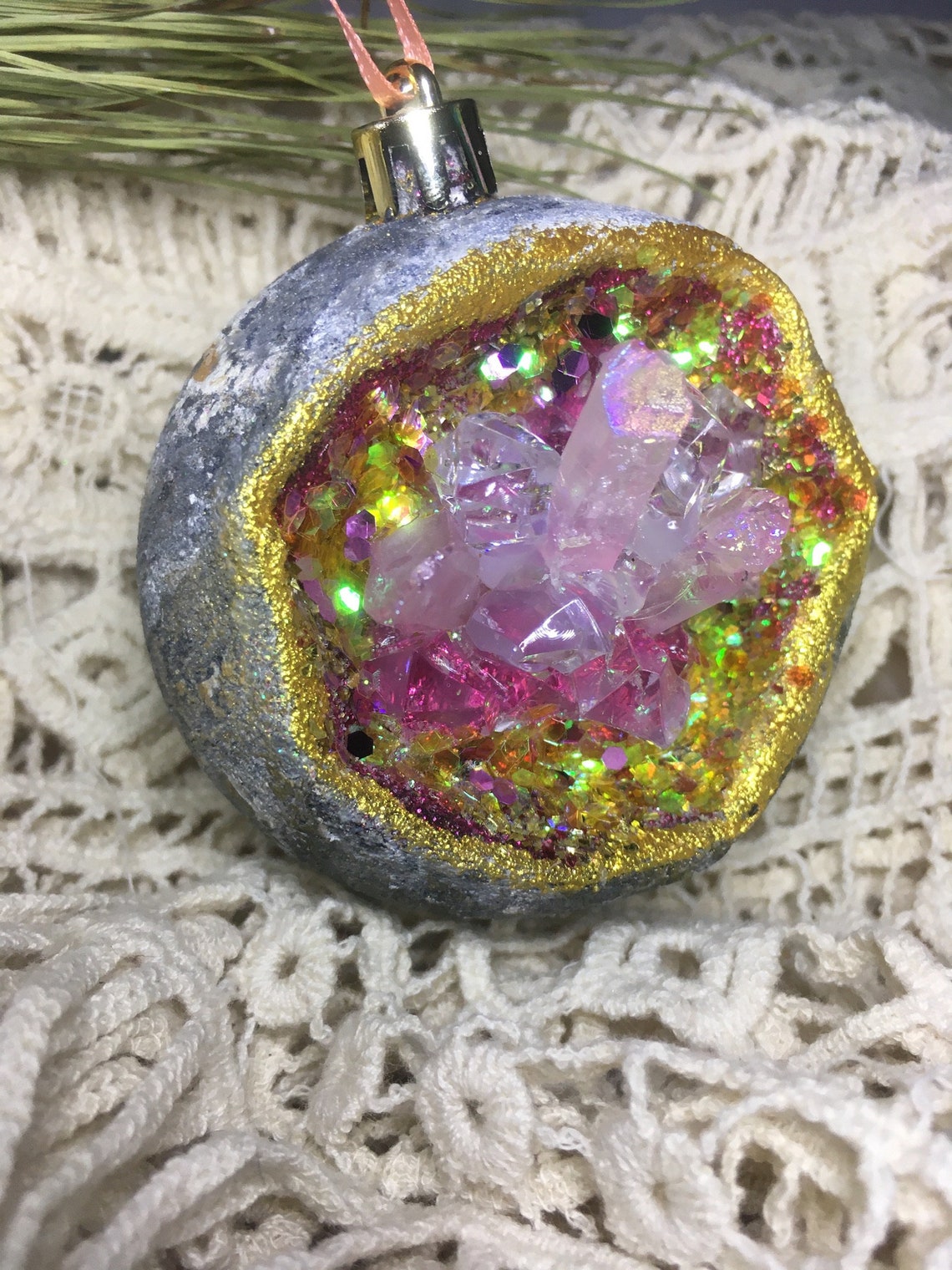 Magical Christmas Geode Ornament Etsy