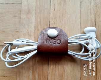 Personalized leather cable holder / Personalisierter Kabelhalter aus feinem Leder