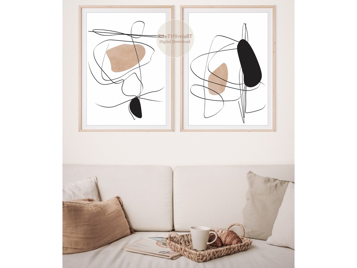 Abstract Organic Shapes Large wall art for Minimalistic home Etsy