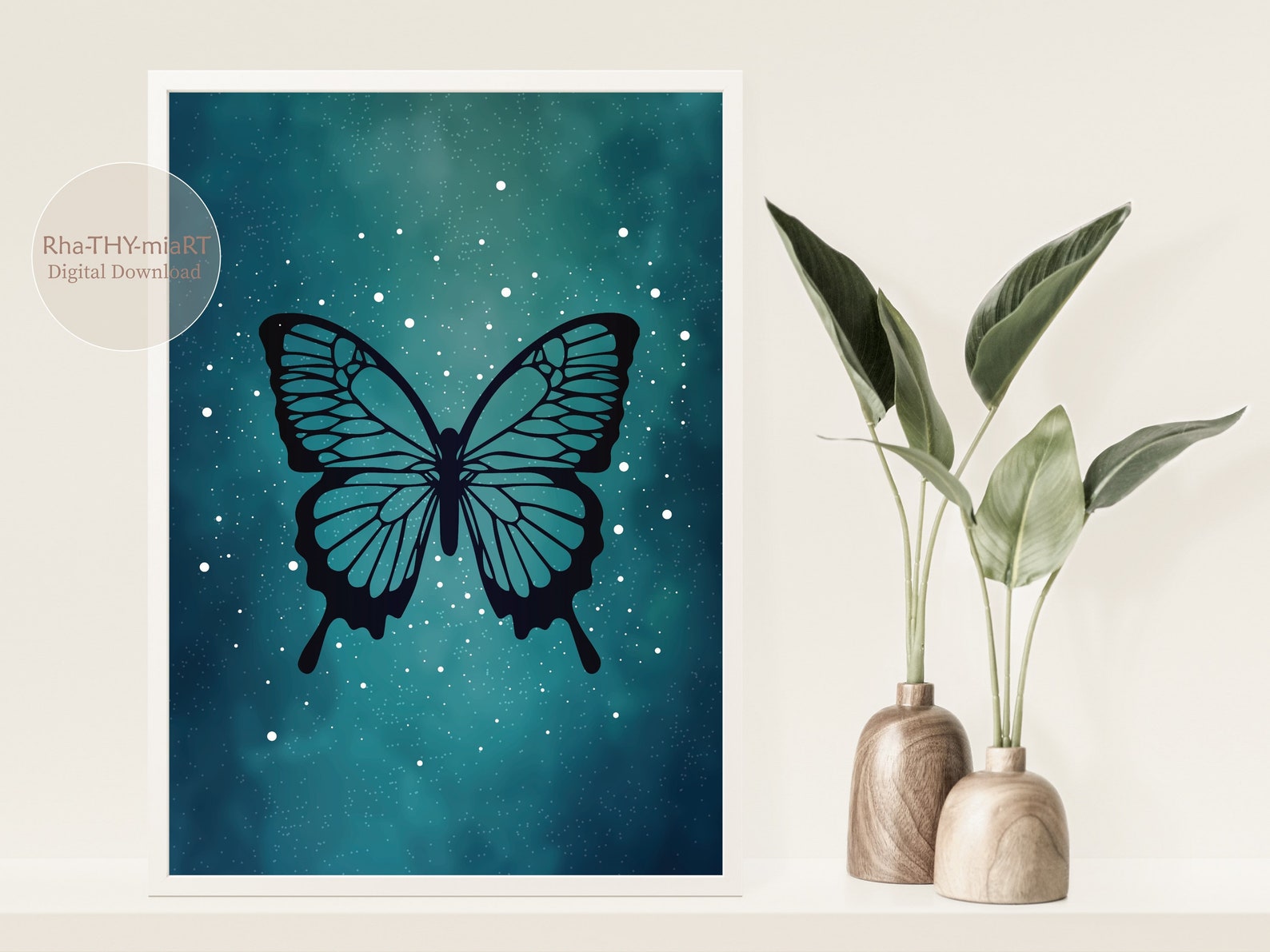 Cosmic Blue Butterfly Wall Art poster for good vibes only. Etsy