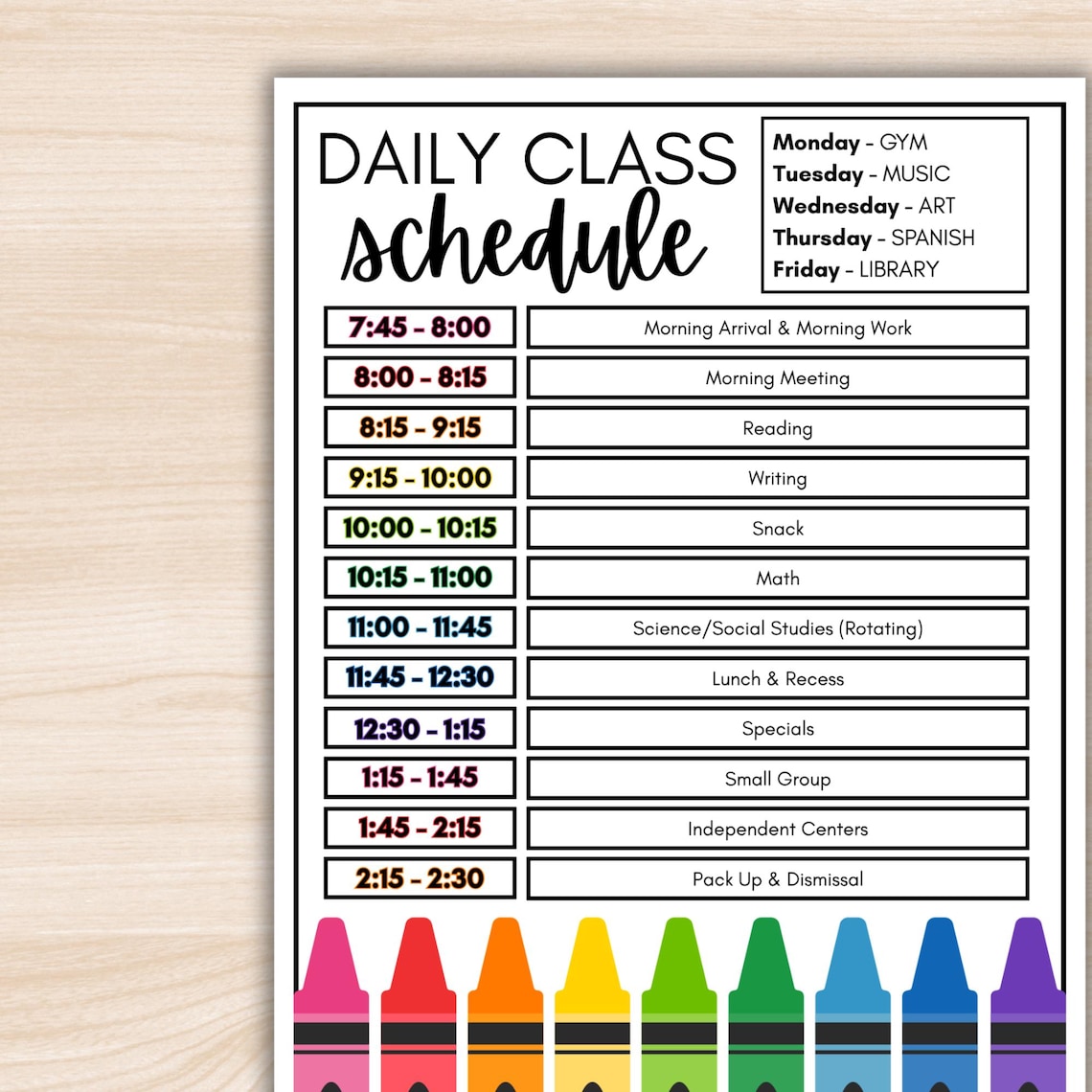 Editable Daily Class Schedule Template Canva Google Slides