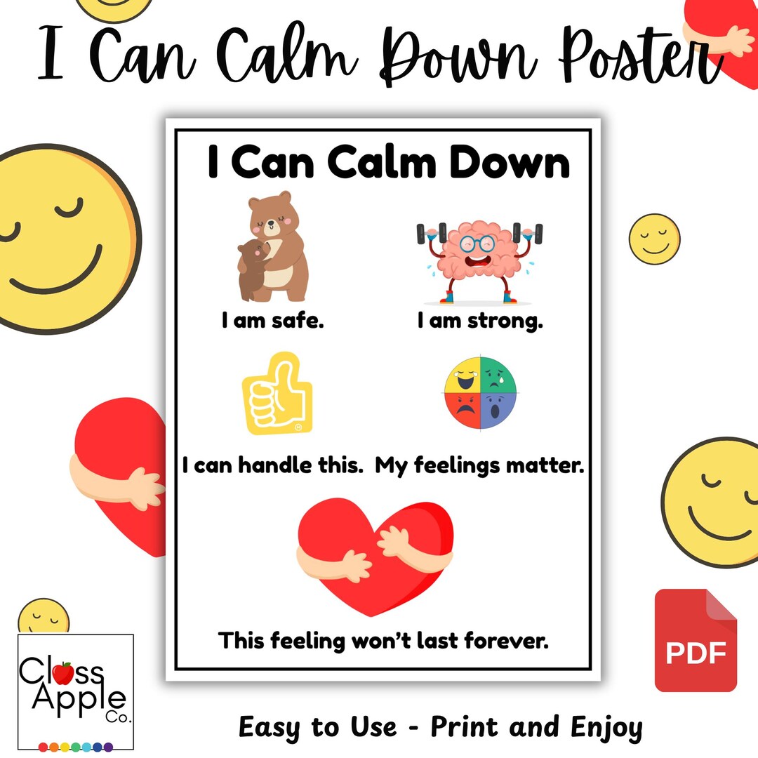 I Can Calm Down Poster Printable | Positive Self-talk PDF for Kids ...