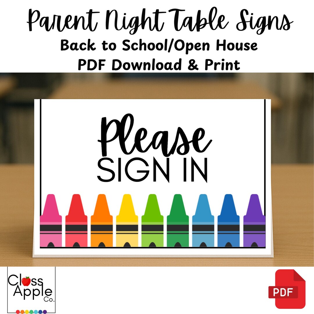 Printable Table Tent Signs | Back to School Night Table Signs PDF ...
