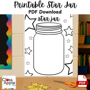 Utskrivbar stjärnburk i PDF-format | Positiv belöningsuppföljning för klassrummet | Incitamentsdiagram för hela klassen | Verktyg för beteendehantering | Class Apple Co