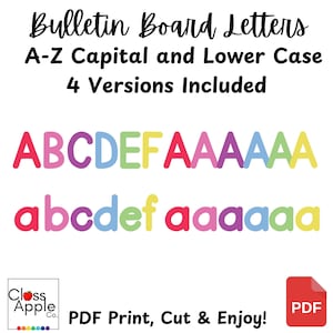 Bulletin Board Letters Printable | A-Z Capital and Lowercase | PDF Cut ...