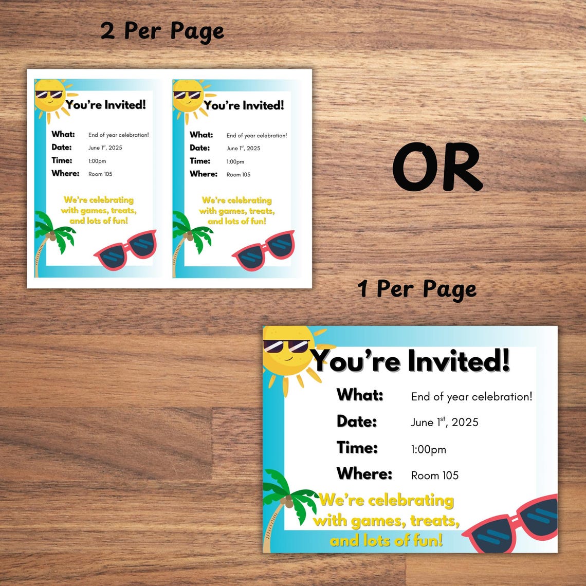 Invitations Week Editable End of Year Celebration Invitation | Summer Theme | Full Page ...