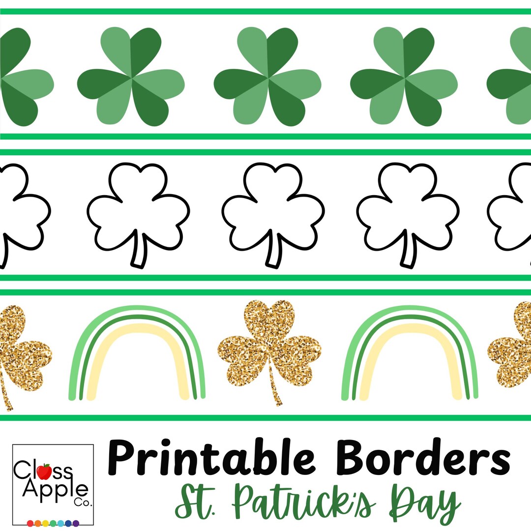 St. Patrick’s Day Bulletin Board Borders | Printable Classroom Decor ...