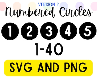 Teacher/Classroom Numbered Circles 1-40 SVG&PNG Version 2 for Carpet Spots, Line Order, Labeling Supplies and More! Print or Use with Cricut