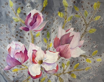 Hand-painted silk scarf