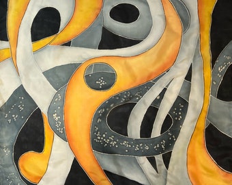 Hand-painted silk scarf