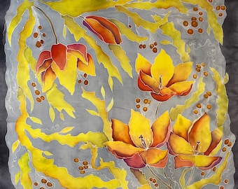Hand-painted silk scarf