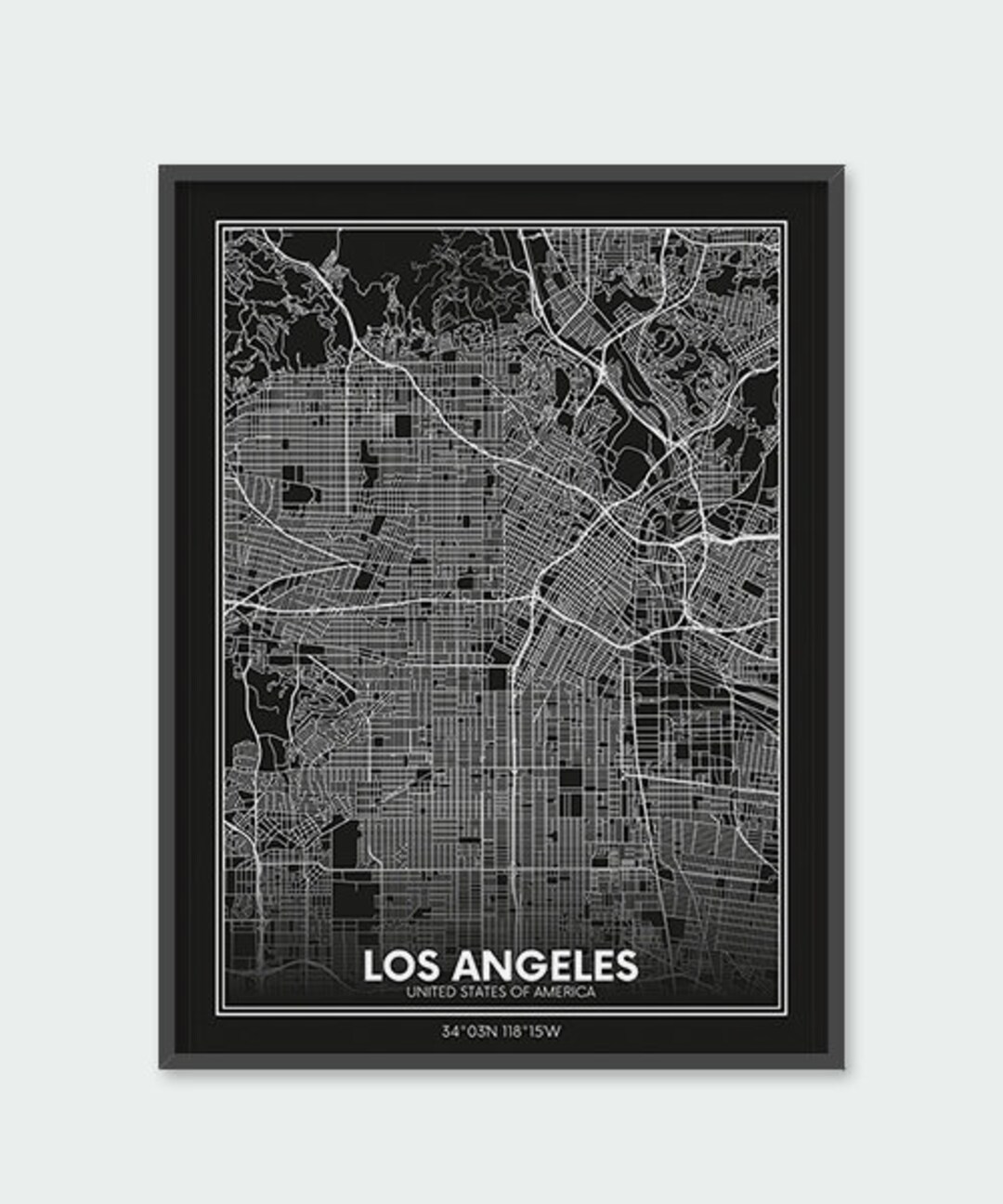 Los Angeles Map Print Los Angeles Map Poster City Wall Art - Etsy