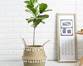 Wicker Basket garden flower Pot Laundry Basket Container Toy Holder With White Tassel