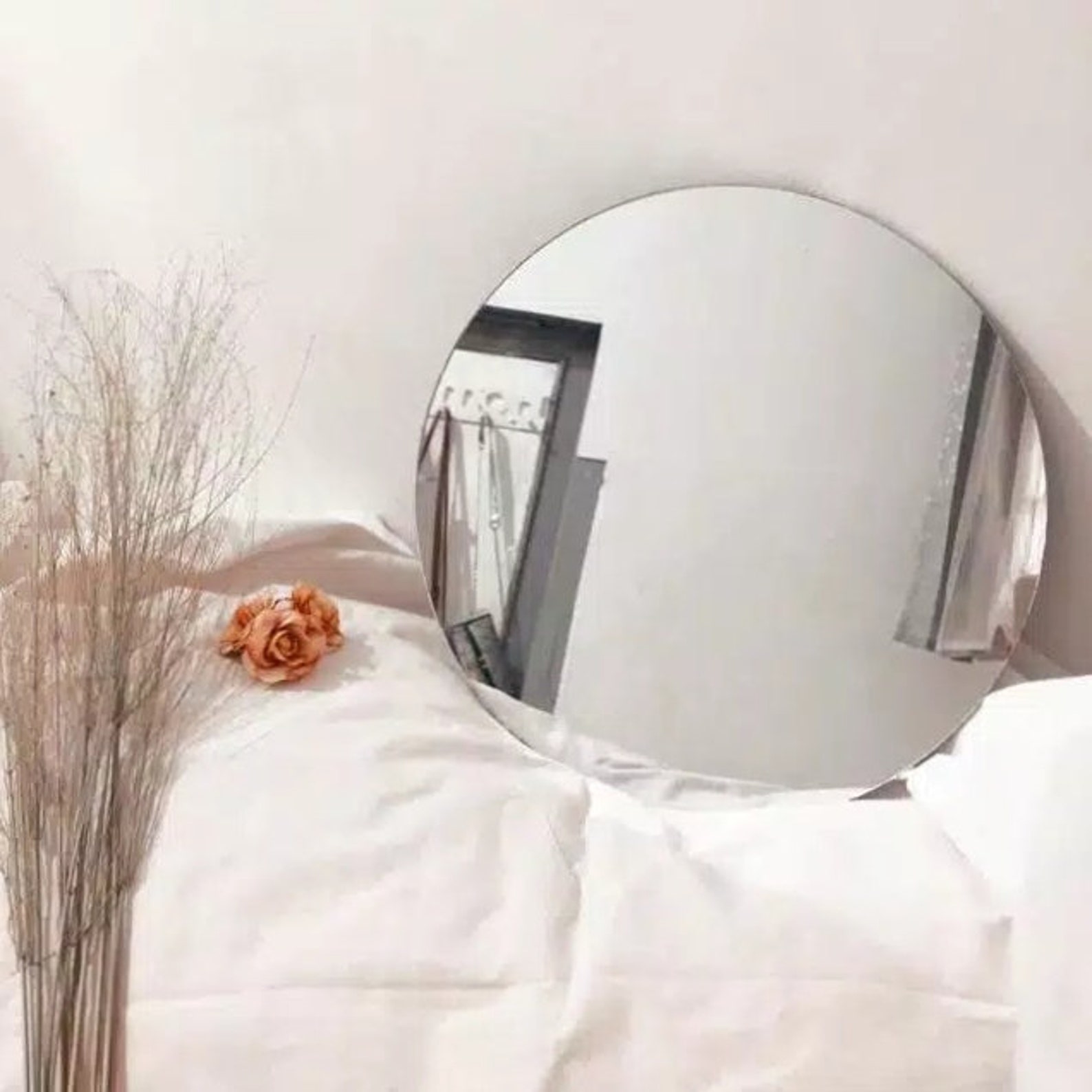 Base de madera del espejo de forma irregular espejo redondo Etsy