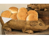 Treenware Large Pig Bowl - Treen Decor - Primitive Treen - Farmhouse Kitchen Decor - Pig Decor