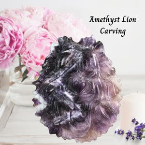 Dream Amethyst Lion Head Carving, Wild Animal Carving, Amethyst Crystal, Crystal For Peace, Vivid Lion Head, Lion Decor, Amethyst Lion