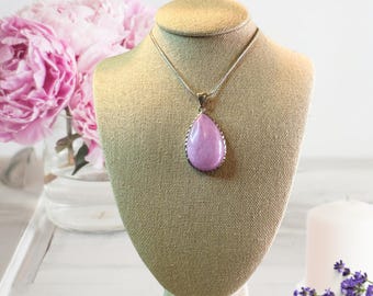 Kunzite Crystal Pendant Necklace, Spodumene, Pink Kunzite, Crystal Pendant, Crystal Necklace, Kunzite Crystal, Lavender Kunzite, .925 Silver
