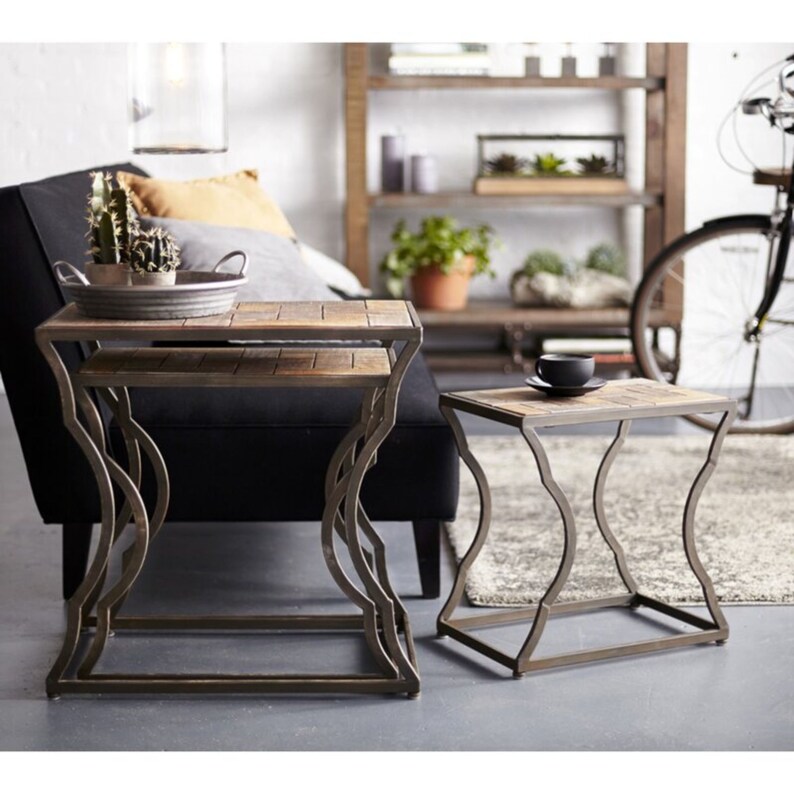 Rustic Nesting Table Set Of 3 Farmhouse Nesting End Table Etsy