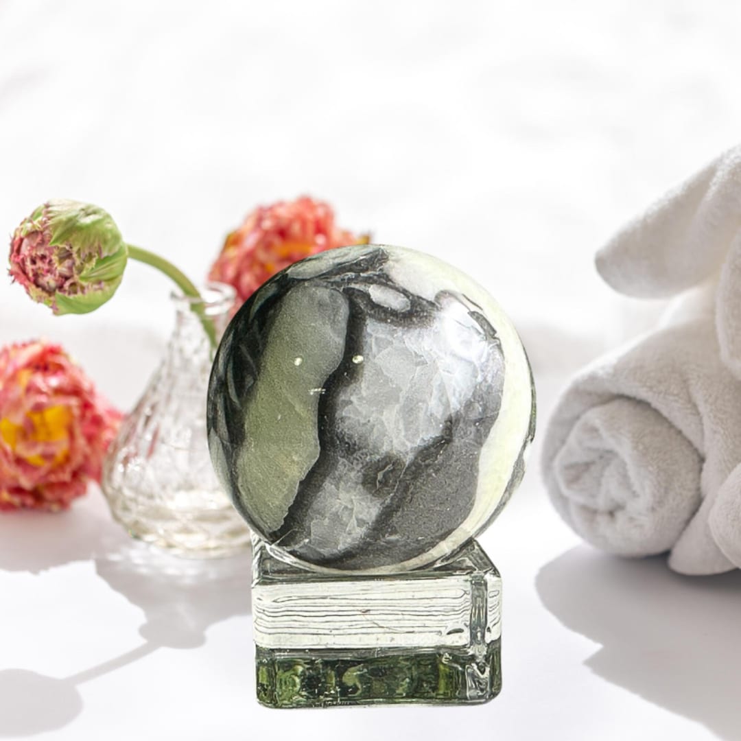 Thousand Eye Jasper Sphere Shell Fossil Sphere Jasper Healing Crystal