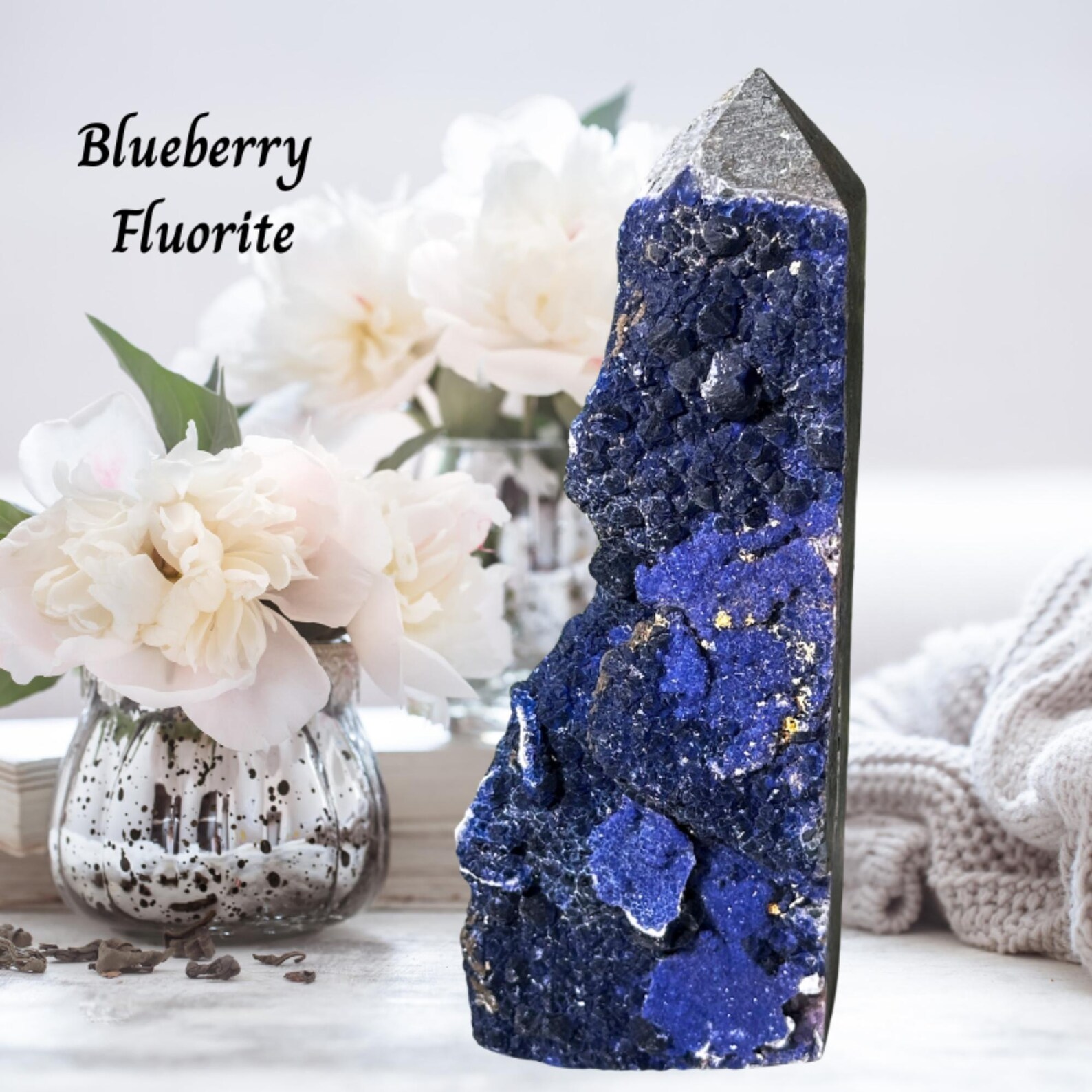 Blue Raspberry Fluoride Blueberry Fluorite in Quartz Matrix | Blueberry Fluorite | Blue ...