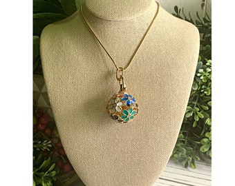 Crystal Cage Necklace - Flower Crystal Necklace - Crystal Locket Necklace - Crystal Holder Necklace - Cage Pendant - Crystal Pouch Necklace
