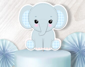 Printable Elephant Cake topper | Centerpiece | Blue | Cutout | Baby Shower Decoration | Instant Download | Welcome Baby | Cards | Favors