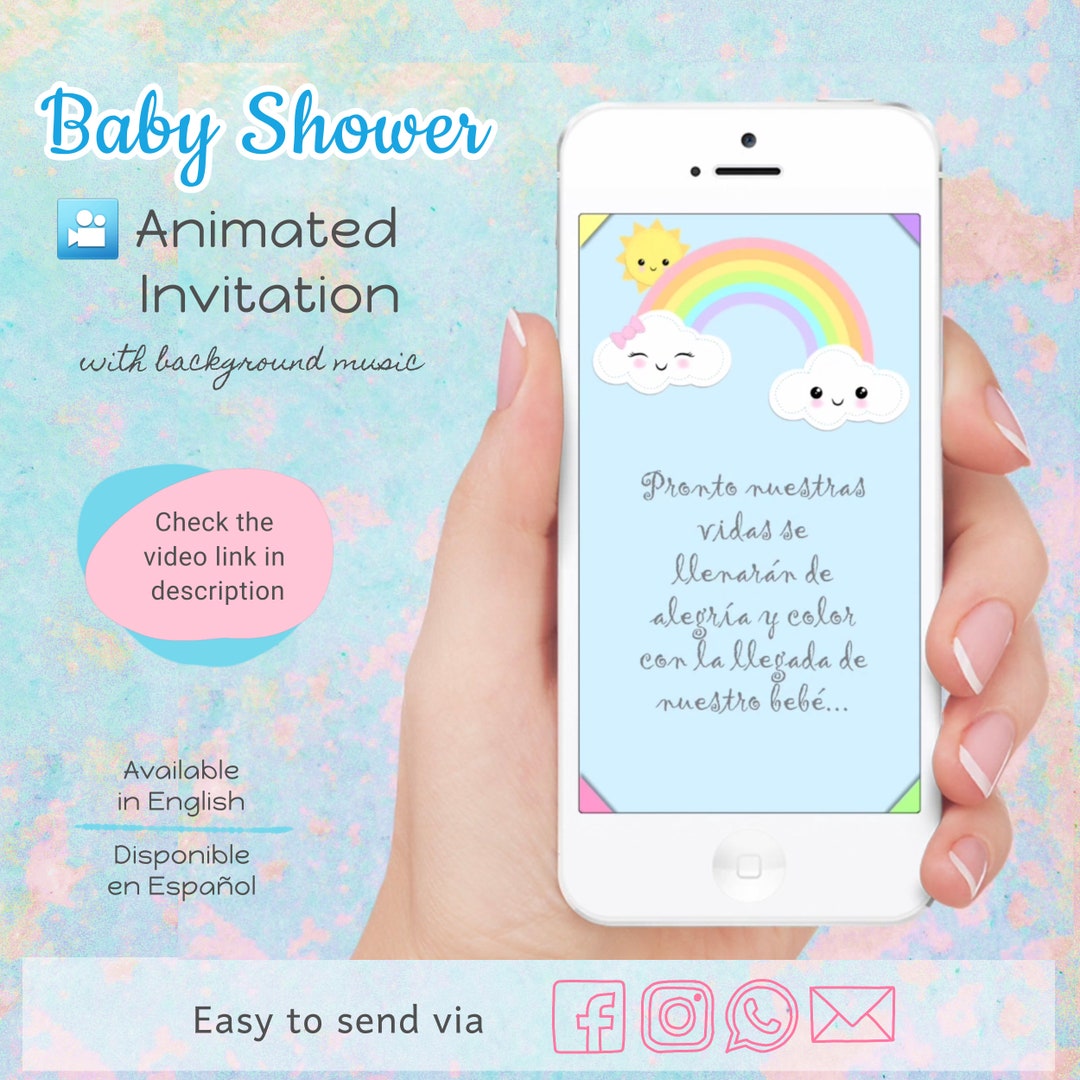 Baby Shower Rainbow Video Invitation Arcoiris Invitación Animada Drive