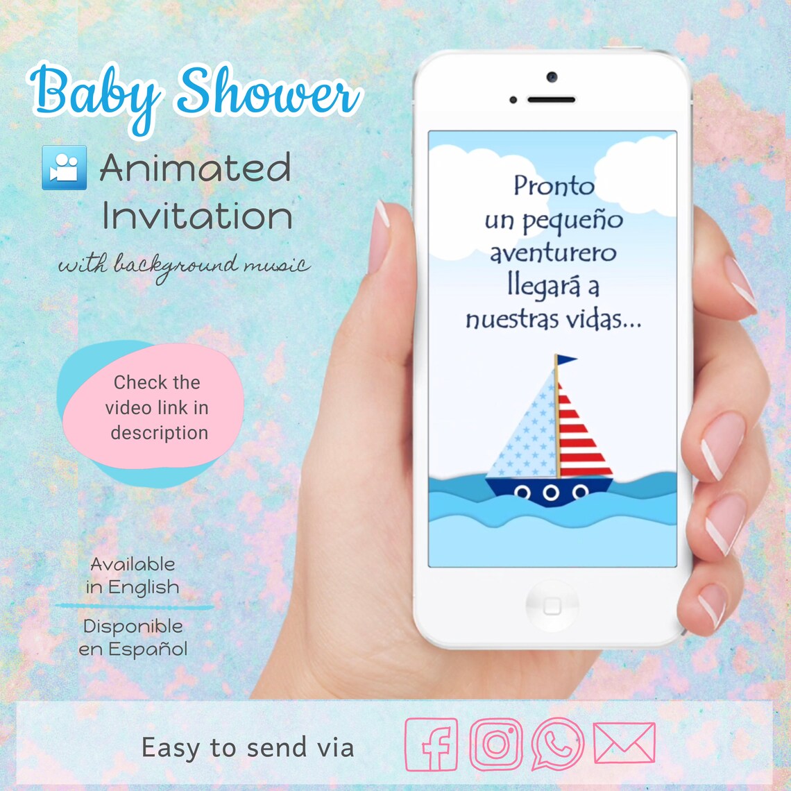 Nautical Baby Shower Video Invitation Invitación Animada Driveby