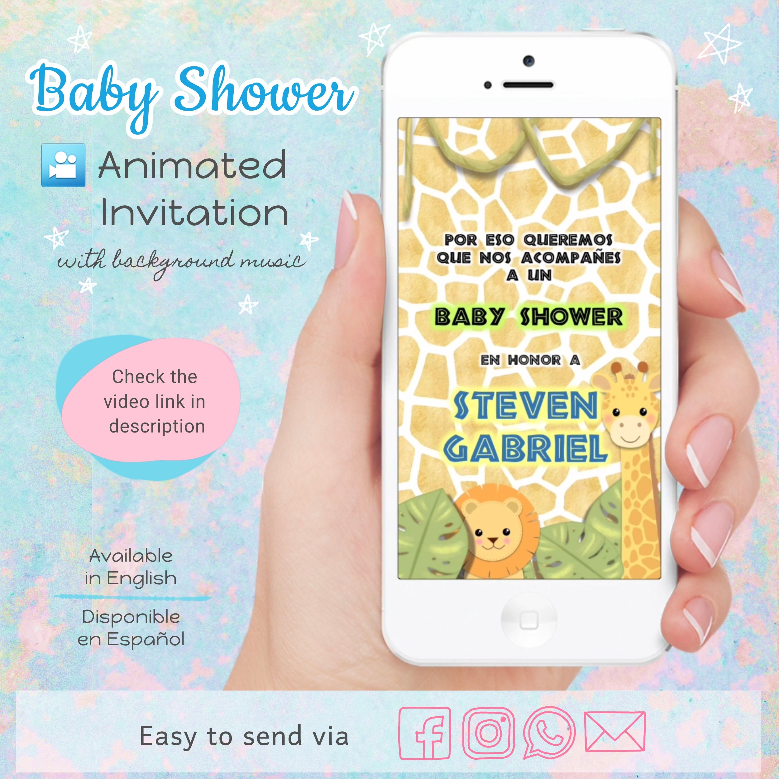 Safari Baby Shower Video Invitation Invitación Animada Driveby Virtual