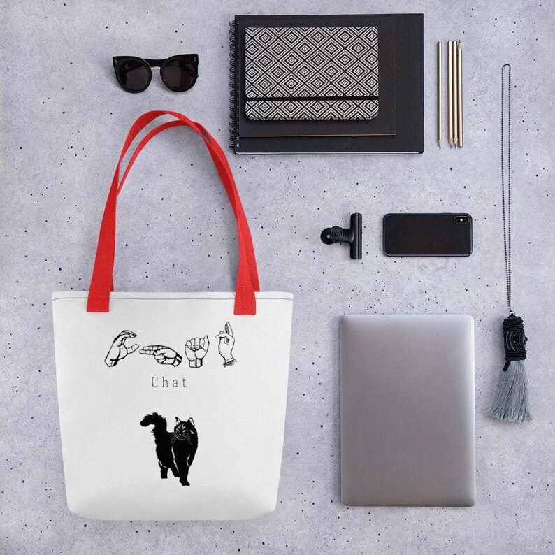 deaf and hard of hearing blackredorange strap Tote bag Chat in sign language