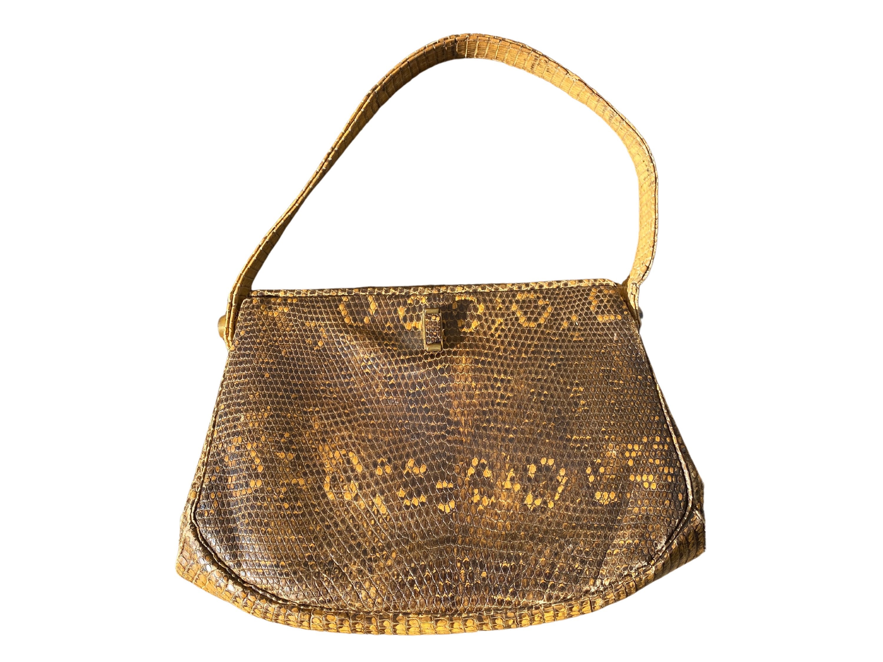 Jean-Louis Scherrer Beige Snakeskin Cutout Shoulder Bag