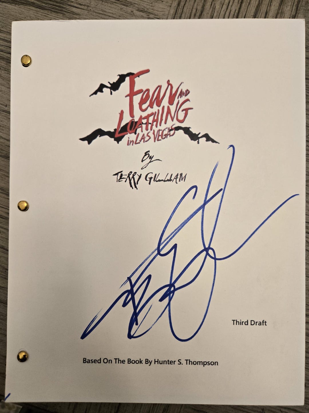 Terry Gilliam Signed Fear and Loathing in Las Vegas Third