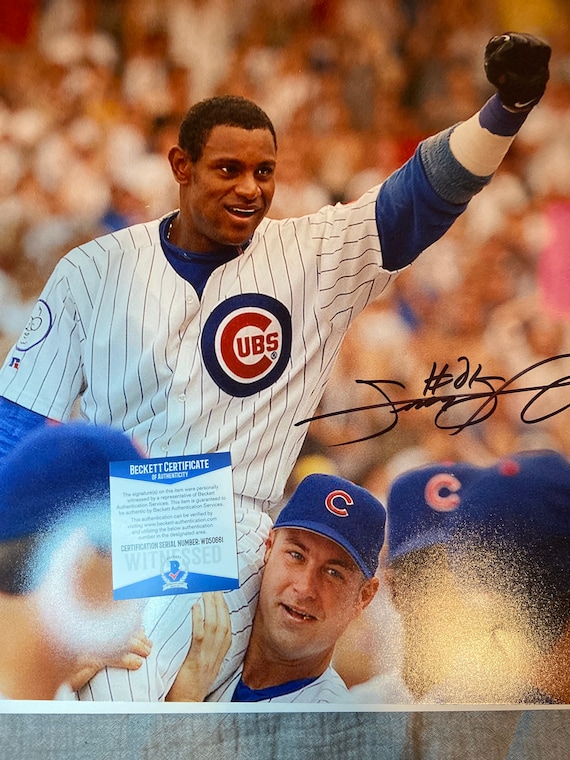 Sammy Sosa Signed 16 X 20 Chicago Cubs Photo With Matching 