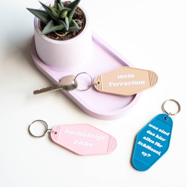 What kind of keys are these, hey? - Motel keychain with two-sided design