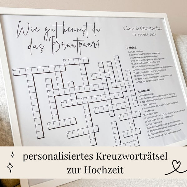 personalisiertes Kreuzworträtsel zur Hochzeit