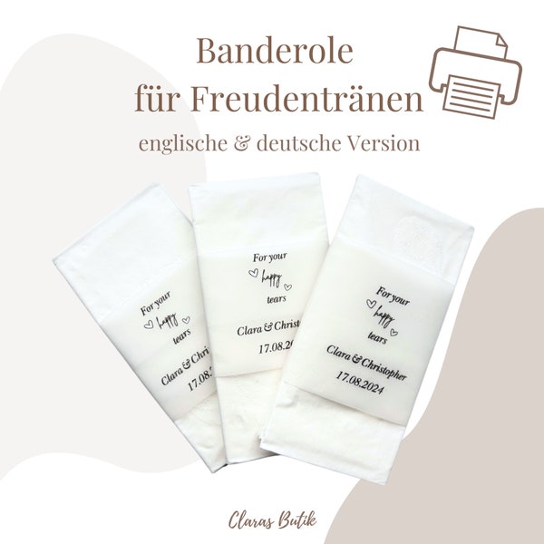 Freudentränen Hochzeit - Banderole zum selber drucken