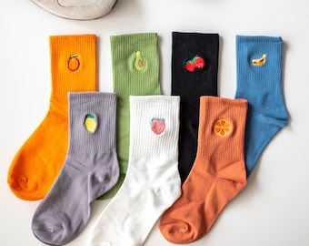 Many Mornings Unisex-Knöchelsocken 'Strawberries' – Buntes Design, Aus Baumwolle, 1 Paar