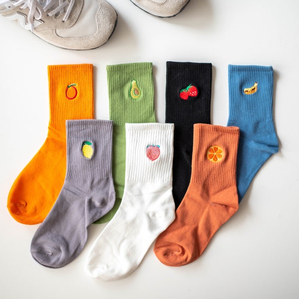 Obst Socken in 7 Farben - 100% Baumwolle
