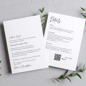 Minimalistische Hochzeitseinladung - digitales Template zum bearbeiten