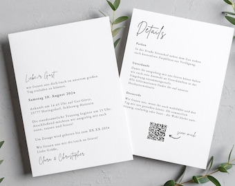 Invitación de boda minimalista - plantilla digital para editar