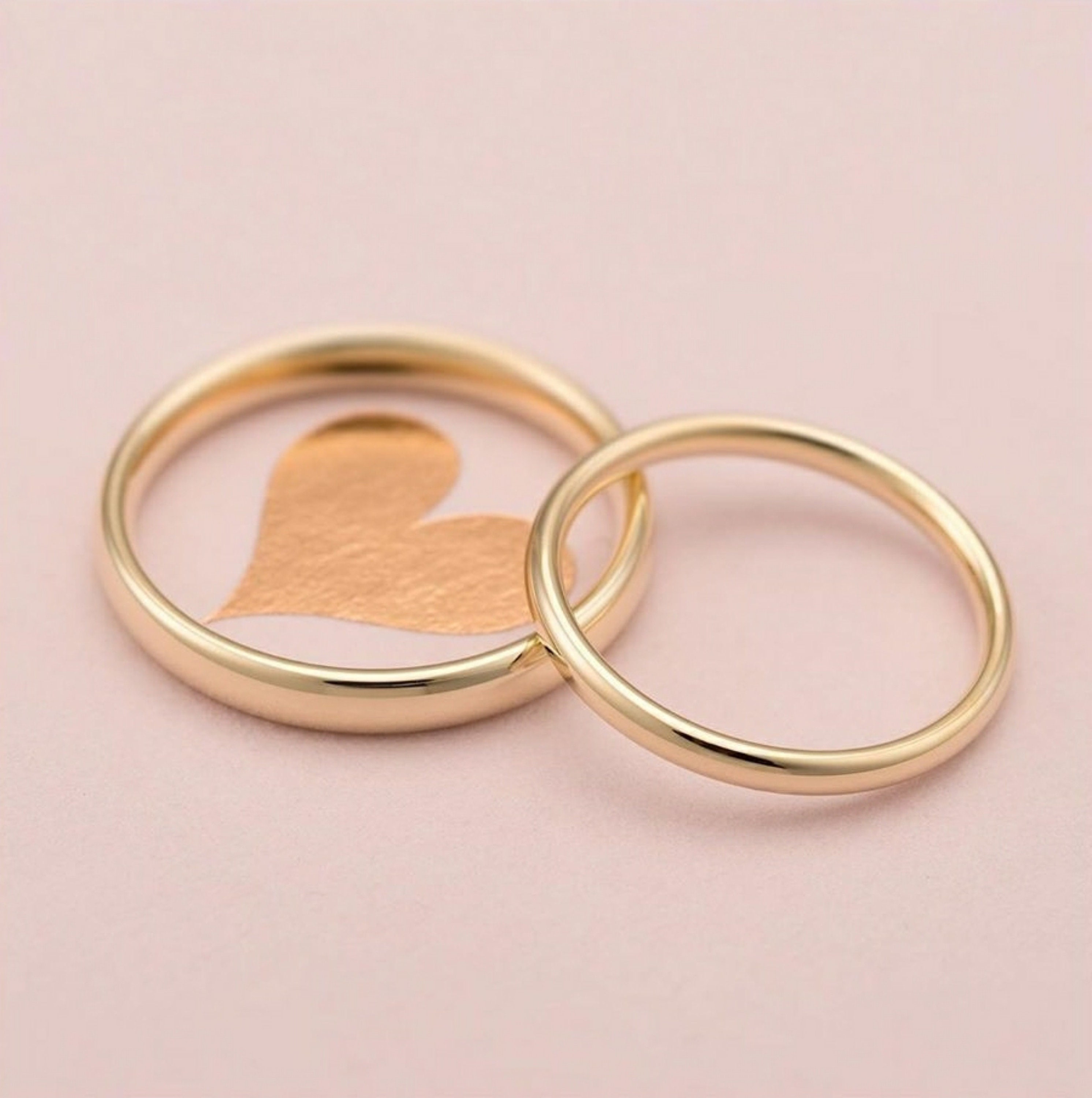 Classic Plain Shiny Silver Couple Wedding Ring Etsy