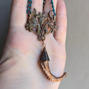 Electroformed Octopus Tentacle and Vintage Brass Stamping Necklace