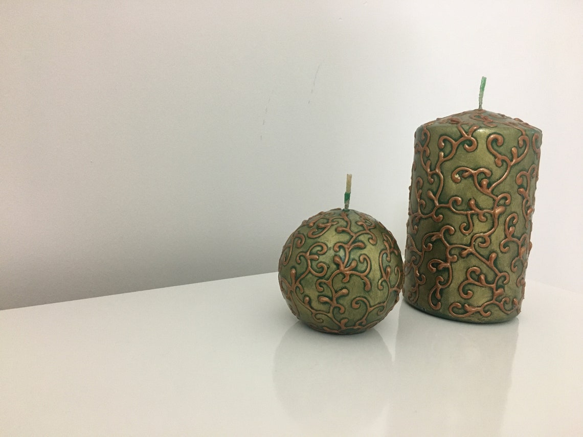 Ornamental Candles Decorative Round Candles Set2 Etsy