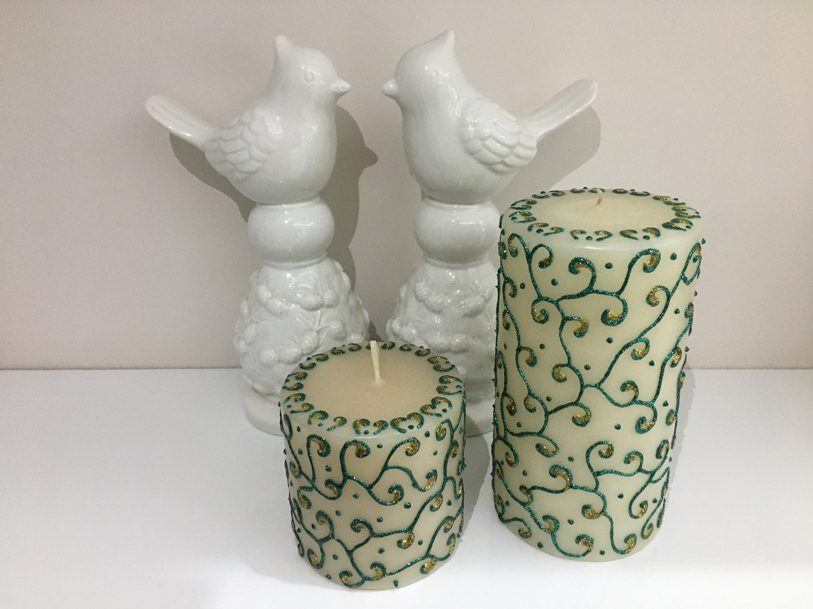 Ornamental Candles Decorative Round Candles Set2 Etsy