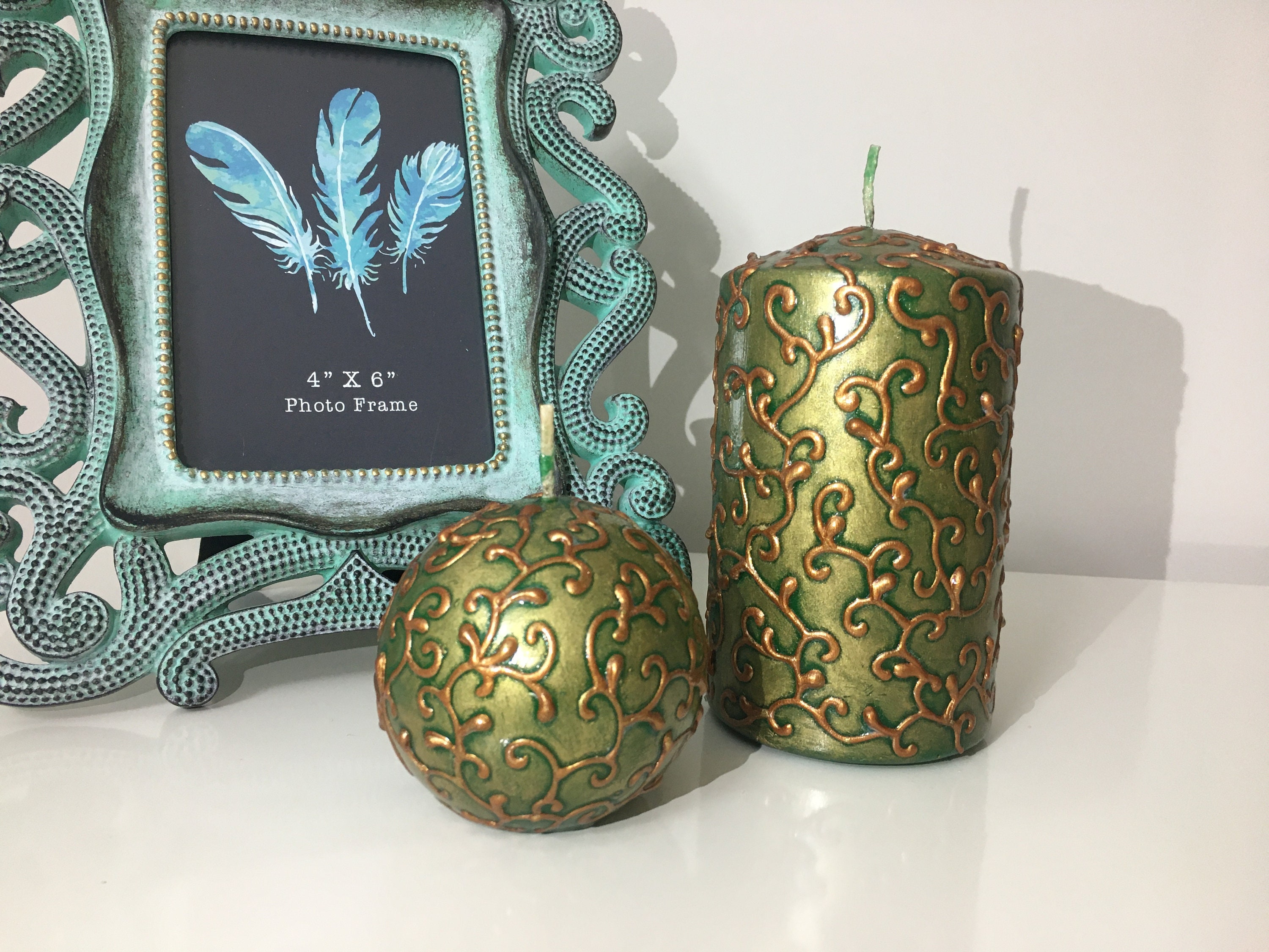 Ornamental Candles Decorative Round Candles Set2 Etsy