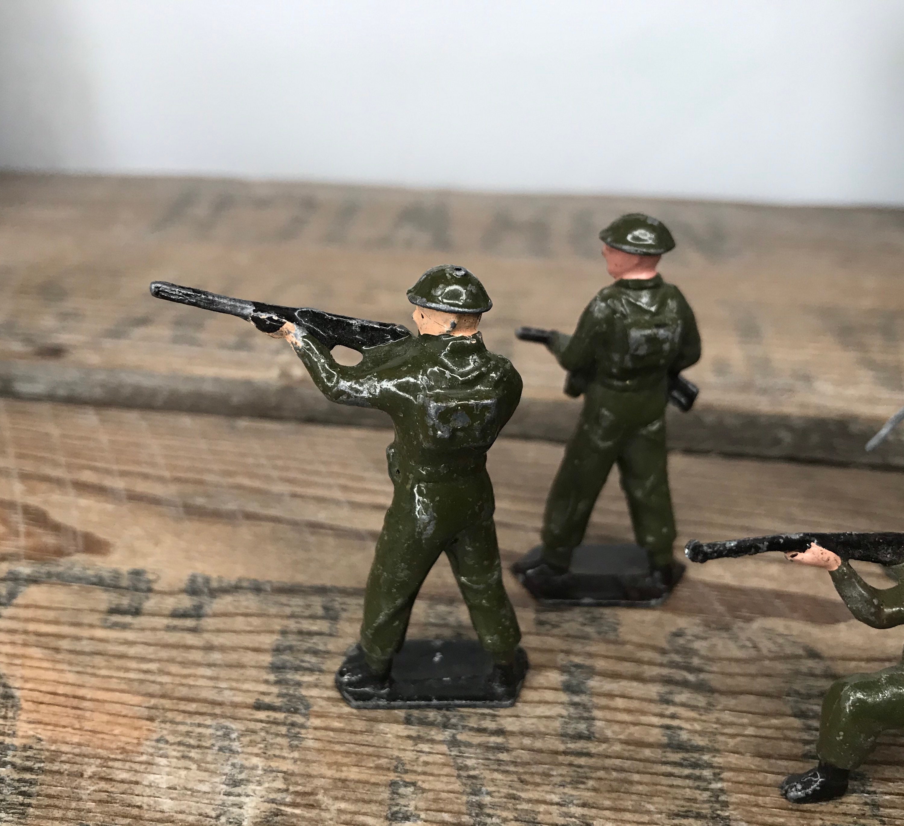 Vintage Britains Metal Lead Toy Soldiers x 4 WW2 Infantrymen Etsy
