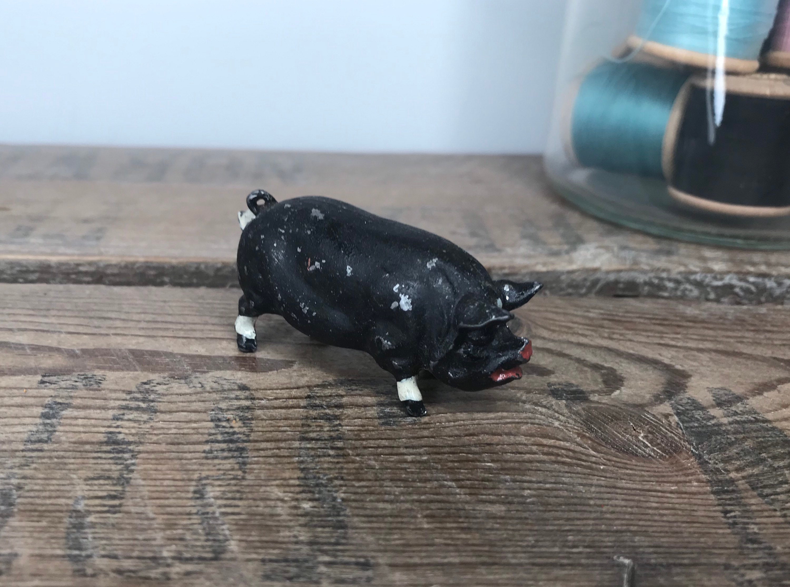 Charming Vintage Britains Black Pig Lead Metal Toy Farm Animal Etsy